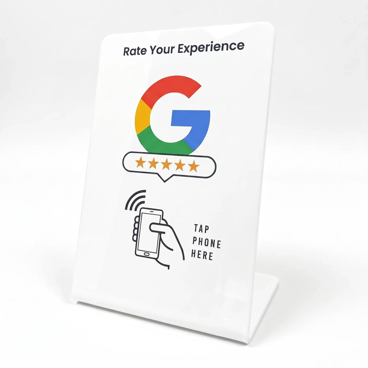 Custom Zappy Google Review Stand - White - No Logo