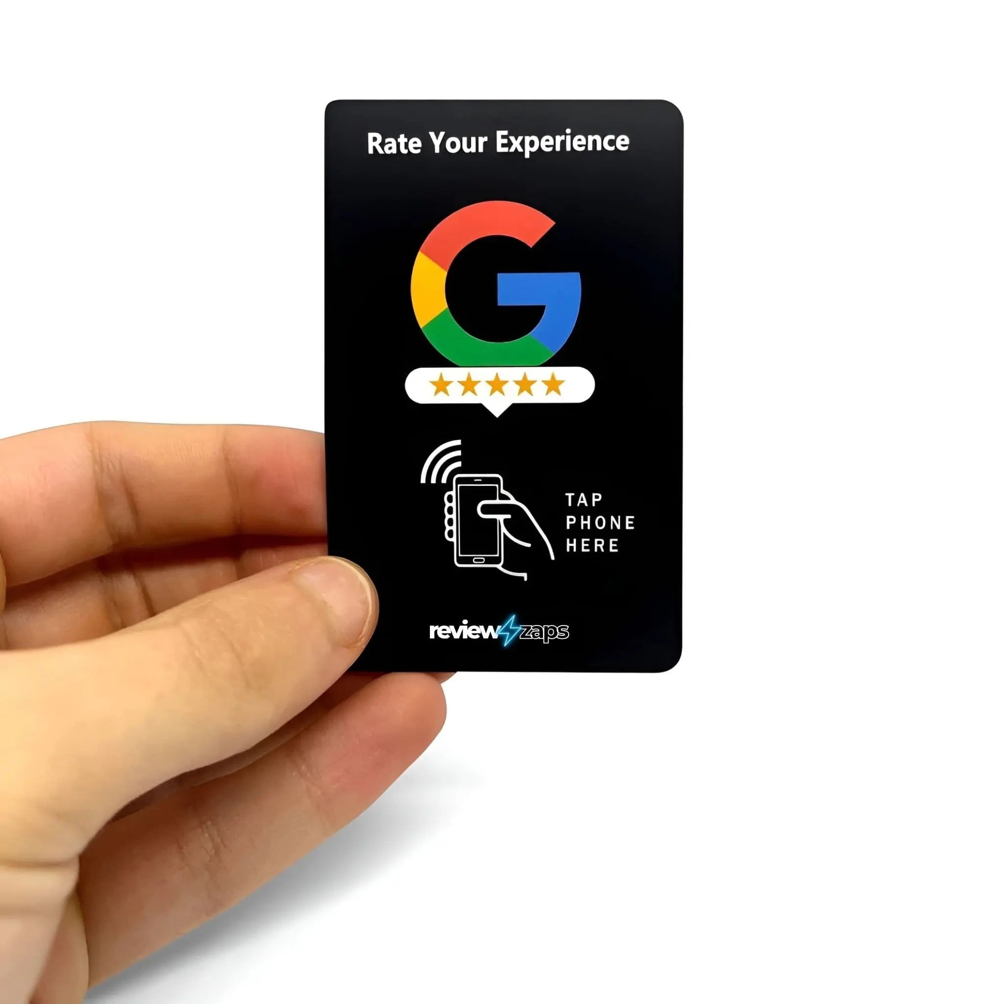 Hand Holding a Google Review Card