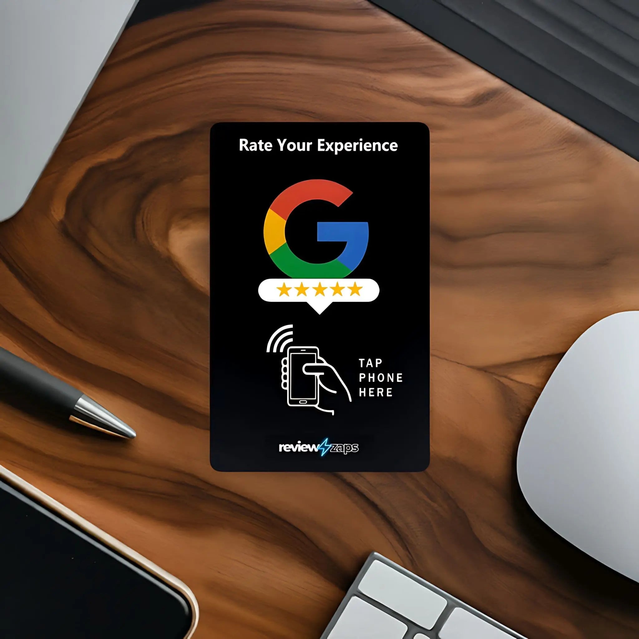 NFC Google Review Card on Desk