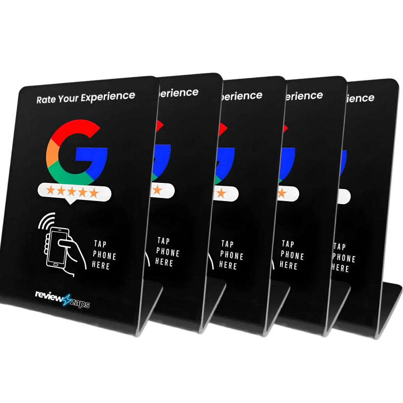 5 Pack Zappy Cards NFC Google Review Stand